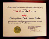 Certificate accompanying the NASA Distinguished Public Service Medal.