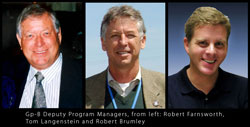 Photos of Gp-B Deputy Program Managers, from left: Robert Farnsworth, Tom Langenstein and Robert Brumley.