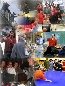 Photo collage of GP-B classroom and public educational activities.