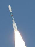 The GP-B spacecraft a few seconds after launch.