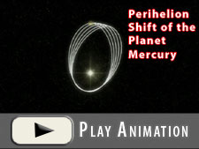 Perihelion shift in the orbit of the planet Mercury.