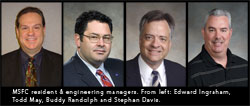 Photos of MSFC resident and engineering managers. Fromleft: Edward Ingraham, Todd May, Buddy Randolph and Stephan Davis.